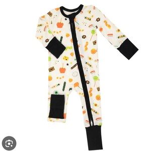 Angel Dear Bamboo Zip Onesie with fold over hands and feet in Halloween Candies